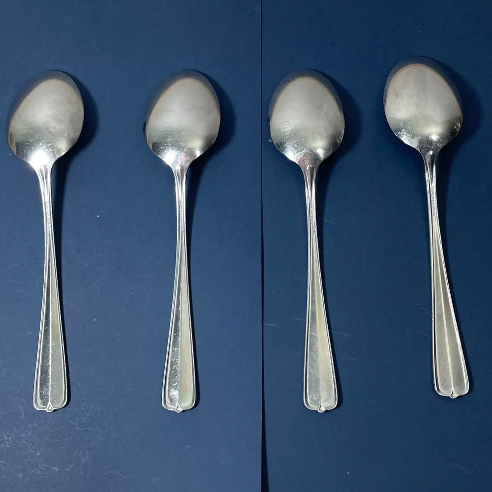 Vintage Oneida GALA IMPULSE Set of 4 Soup Spoons Stainless Flatware Silverware